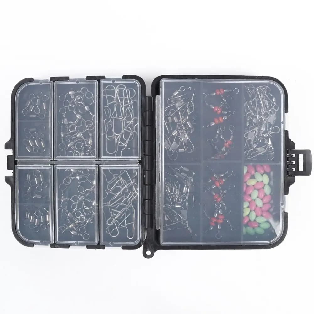 Spare fittings Fishing rods Canned pins Swivel connectors Swivel triple connectors Storage box Fishing equipment set