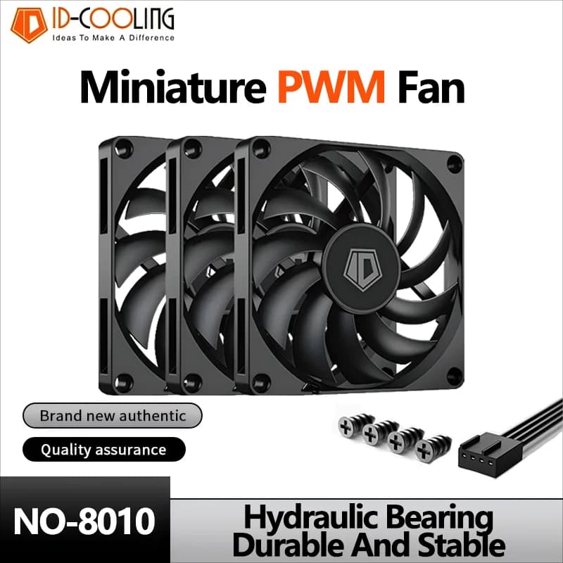 ID-COOLING NO-8010-PWM Ventola con custodia 80mm 4Pin PWM Ventola di raffreddamento CPU ultrasottile 800-3000 giri/min Ventilatore per computer PC con cuscinetto idraulico