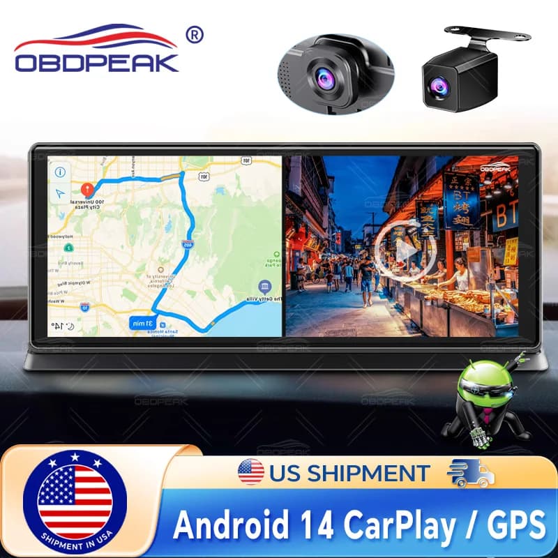 11.3 "Android 14 Dash Cam Wireless CarPlay Android Auto Display multimedia Screen TV Double lens Camera GPS navigation recording