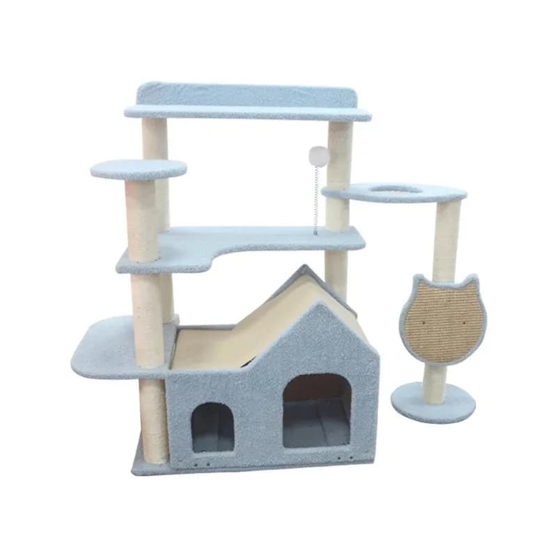Tiragraffi per gatti multistrato con capsula spaziale multifunzionale per albero per gatti con struttura da arrampicata per gatti con pavimento in sisal integrato