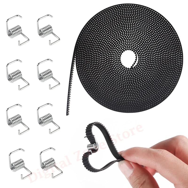 16.4 foot 3D Printer Strap, 6mm GT2 open belt from 5M PU 2GT with 8-piece clamping spring kit for CR10, Ender 3