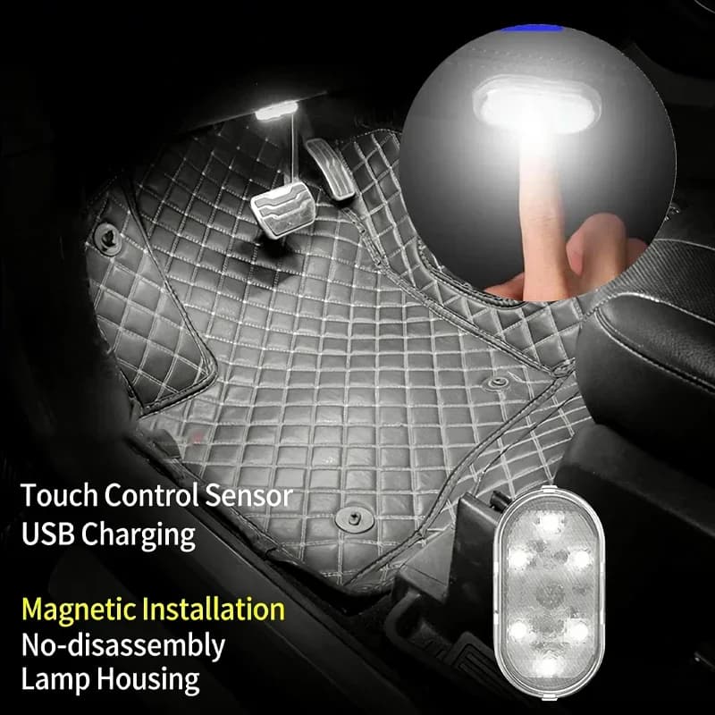 Mini Luce Touch per Auto, Ricaricabile USB, Lampada LED Magnetica per Lettura, Illuminazione Delicata per Pavimento Auto, Bagagliaio, Cofano
