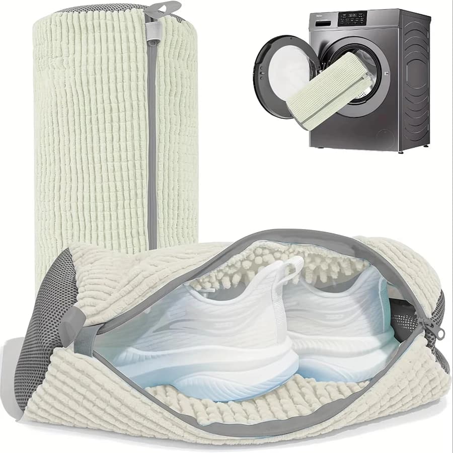 Soft Fiber 360 ° Shoe cleaning bag with surround cleaning - Reusable laundry bag, durable, washable in washing machine, with zip closure (1 piece)