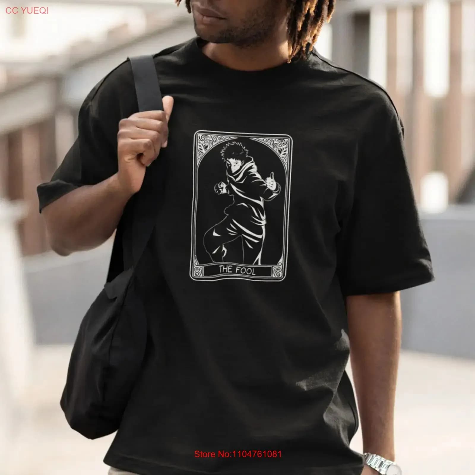 T-shirt unisex Yuji Itadori Jujutsu Kaisen JJK con stampa tarocchi anime manga, vintage, effetto lavato, morbida e leggermente versatile