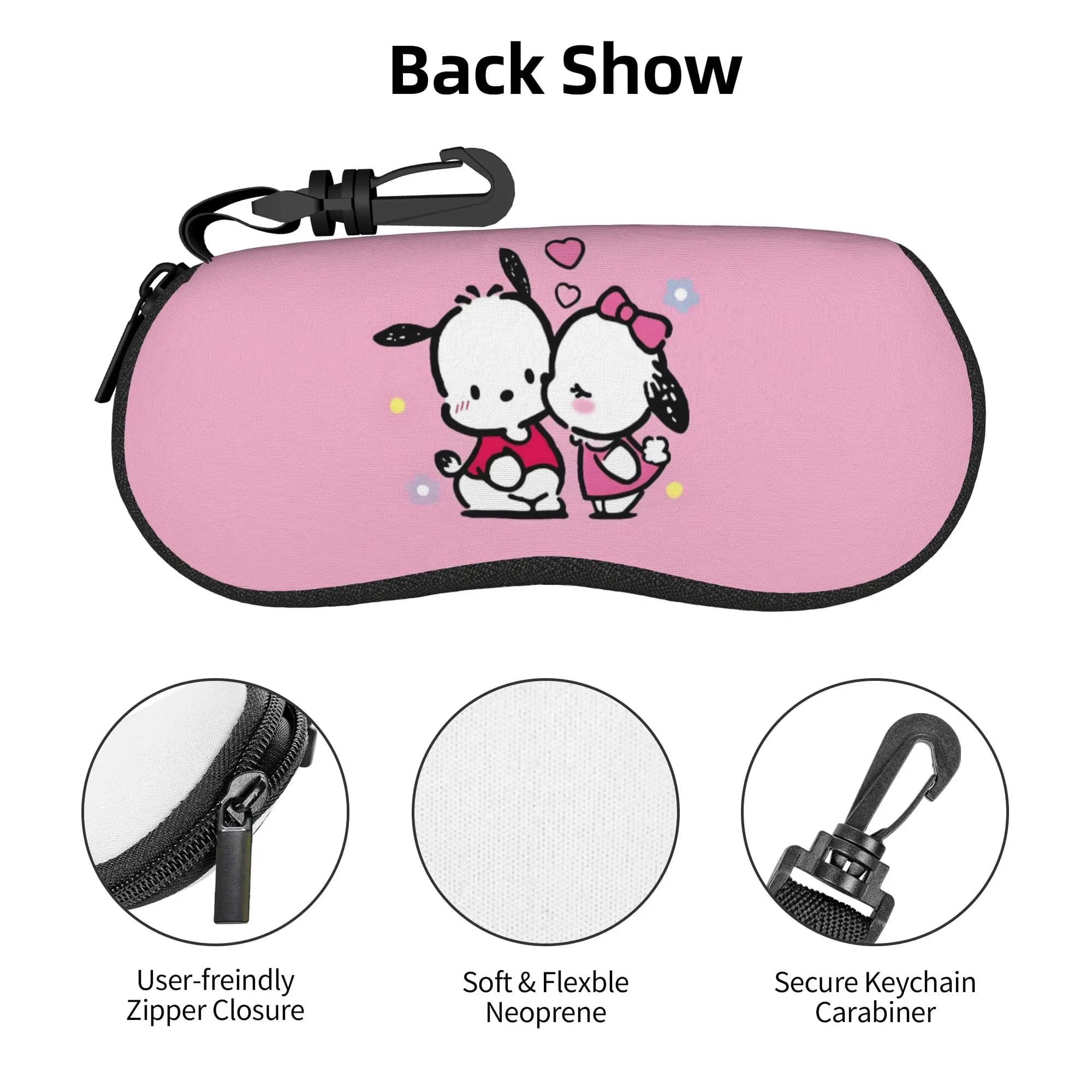 Cartoon Pochacco Kiss Shell Eyeglasses Case Men Women Fashion Anime Cute Glasses Case Sunglasses Box Pouch