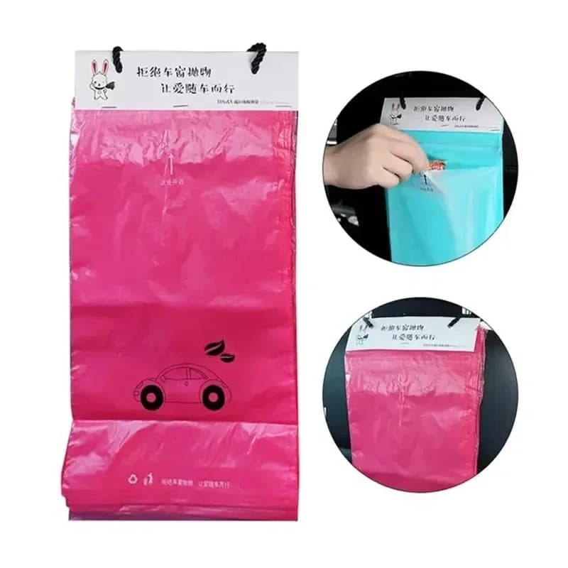 30/60/90/120pcs Car Trash Bag Disposable Self-Adhesive Garbage Can For Auto Back Hanging Trash Bag Office Garbage Storage Bag