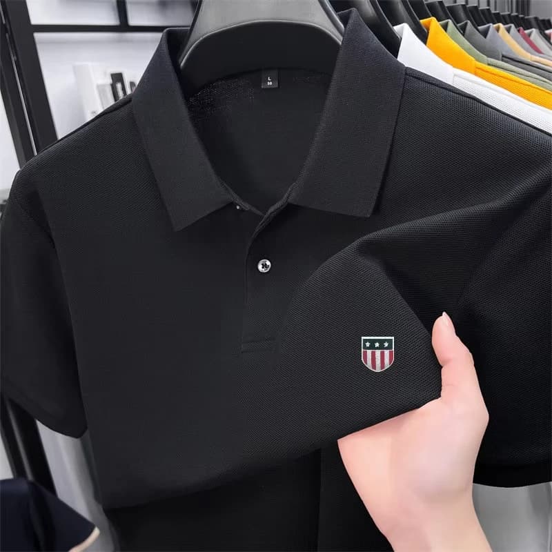 2026 Men's summer luxury brand Polo shirt, crew-neck printed short-sleeved T-shirt, business casual breathable men's clothing