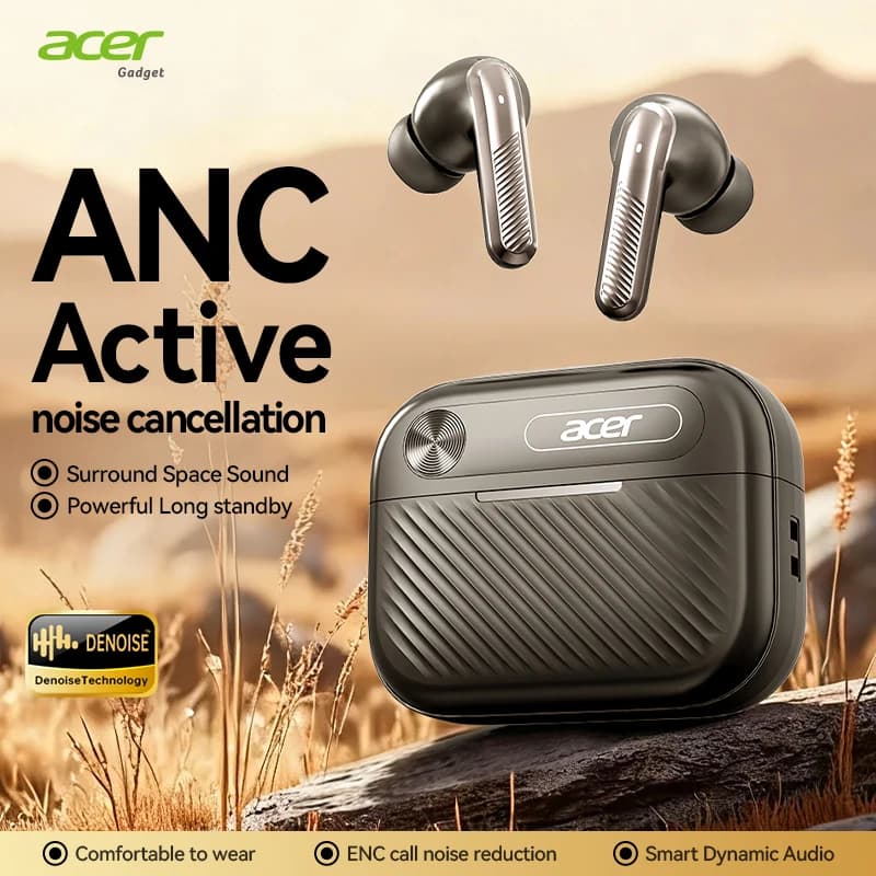 Acer Ohr644 Cuffie Bluetooth wireless in-ear Anc Riduzione attiva del rumore Effetto sonoro panoramico Comodo da indossare Batteria a lunga durata Dedicato per lo sport e la corsa Compatibile con telefoni cellulari e tablet