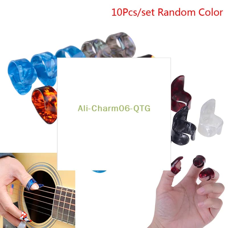 Chitarra 10 pezzi Plettro per unghie Plettro per pollice Plettri per dita in celluloide in acciaio inossidabile