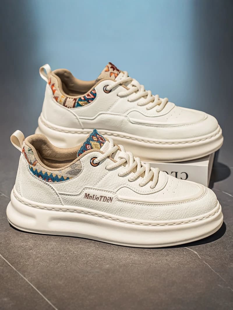 Men's Summer 2026 Anti-Slip Thick Bottom Casual Shoes Fashionable Increased Height White Sneakers Hong Kong Style Daily Wear