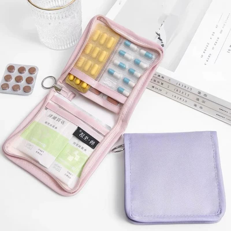 Mini Medical Pouch Portable Foldable Large Opening with Zip Sort First Aid Kit Outdoor Travel Essential Storage Bag
