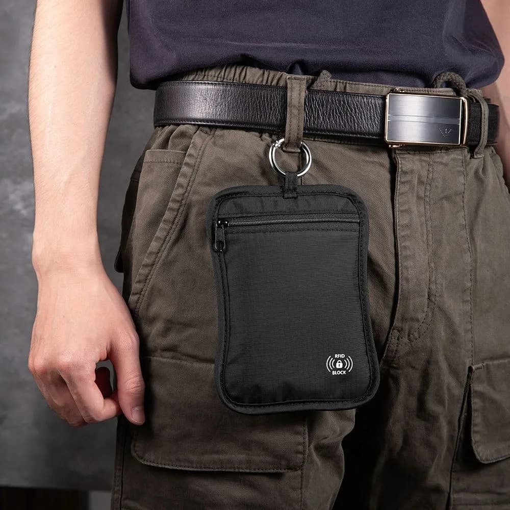 Anti-Theft Travel Wallet Waterproof Lightweight Card Passport Pouch Passport Holder With Locking Hook RFID Blocking Wallet