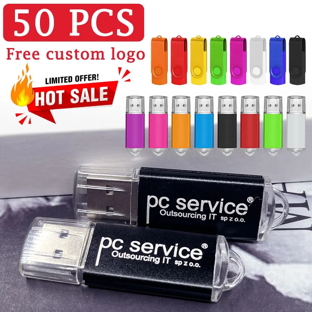 50 pz/lotto Chiavetta USB 2.0 in Metallo Colorata 4GB 8GB 16GB 32GB 64GB, Pendrive, Memory Stick, U Disk, Chiavetta USB con Capacità Reale