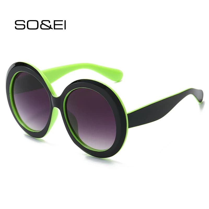 SO & EI Women's Vintage Oversize Round Sunglasses Fashion Double Color Gradient Shades UV400 Men's Trendy Punk sunglasses