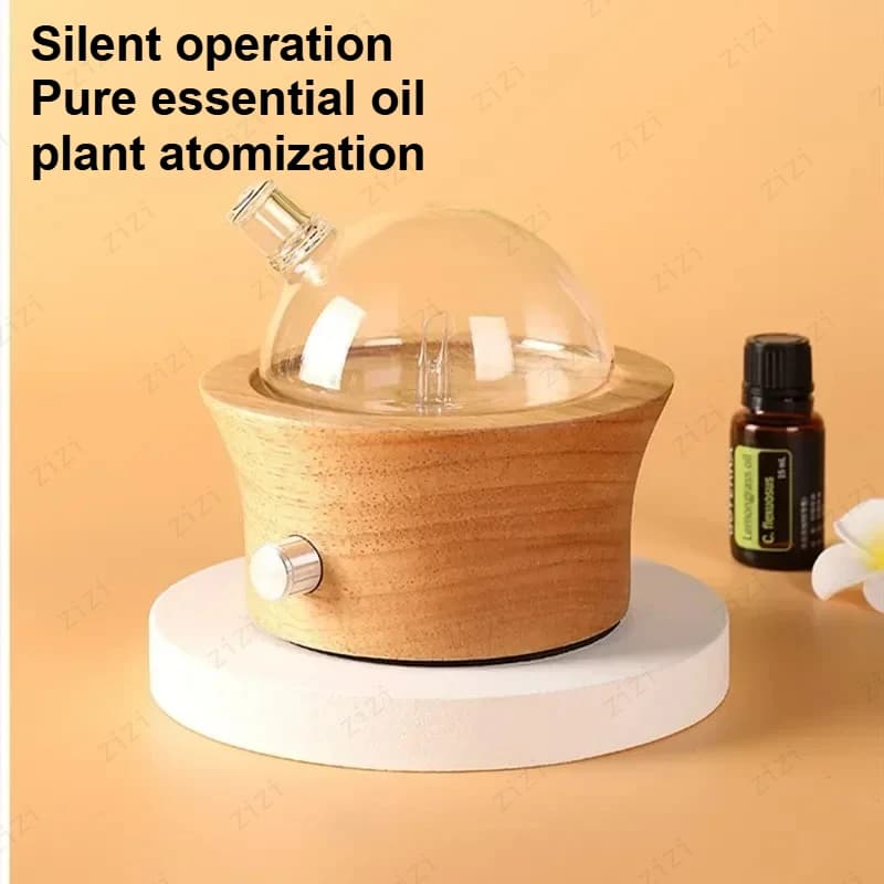 Macchina per aromaterapia con ioni negativi in vetro di legno Diffusore di oli essenziali puri Atomizzatore d'aria per macchina per aromaterapia senza acqua