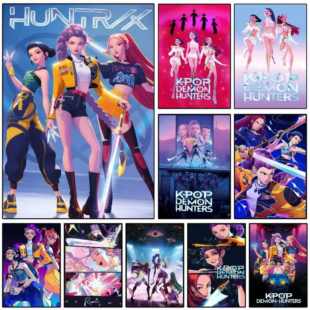 Anime Movie K-Pop D-Demon Hunters Poster High Quality Print Waterproof Wall Art Sticker For Bar Living Room Decor Gift