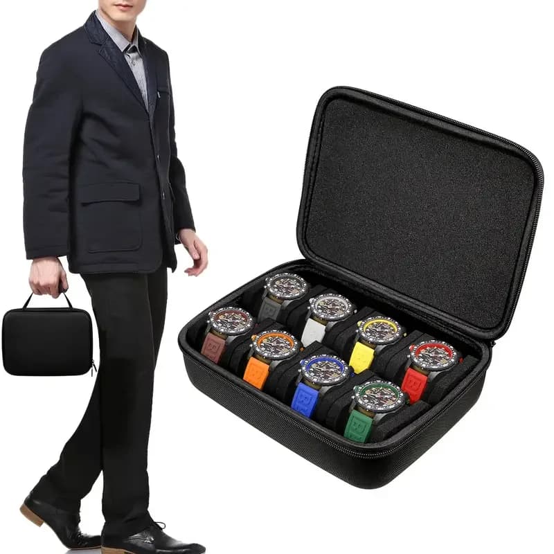 Organizer per scatola per orologi a 8 slot/custodia per esposizione di orologi da uomo, adatta a tutti gli orologi da polso e orologi intelligenti fino a 42 mm