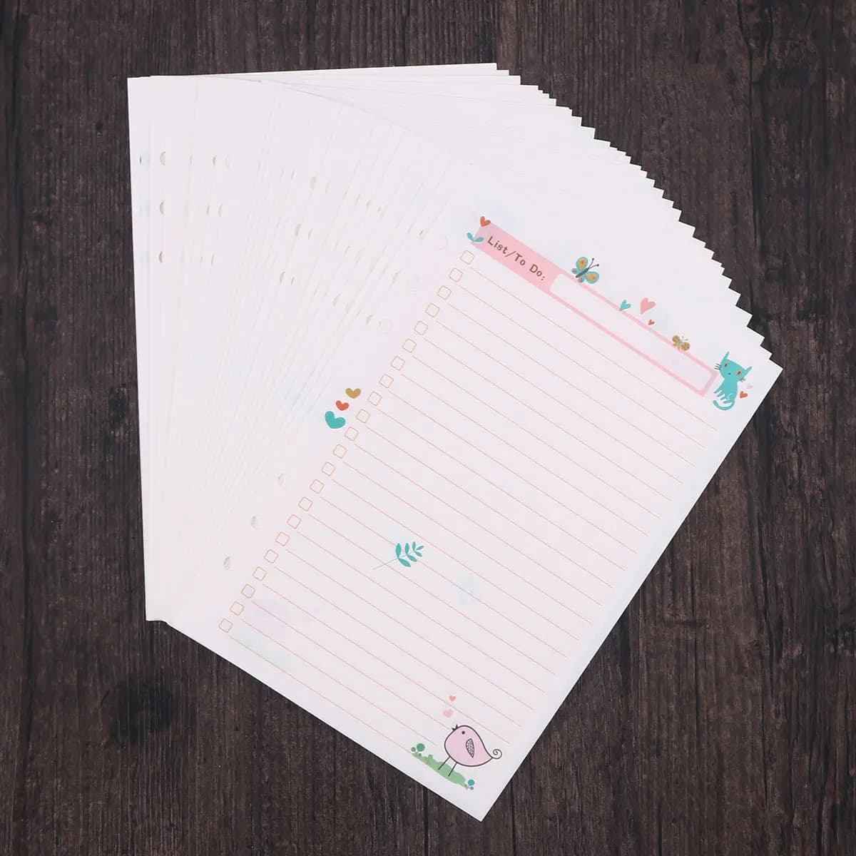 1 Pezzo di Ricariche di Carta A5, Set da 90 Fogli con 6 Fori, Superficie Liscia, Fori Rotondi per Quaderni a Spirale, Agende e Diari