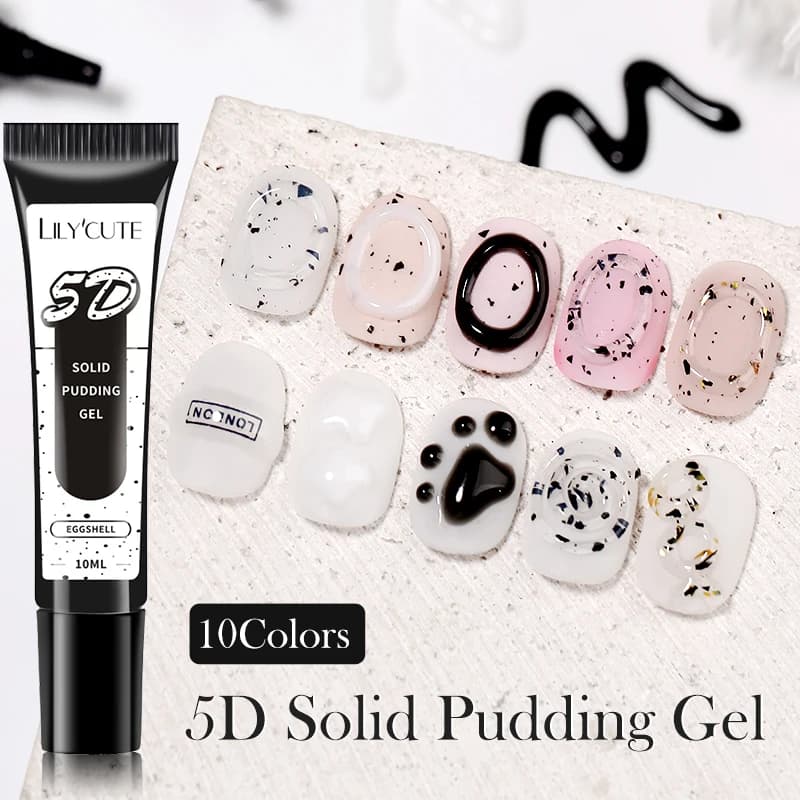 LILYCUTE 10ml Solid 5D Nail Gel, Korean Style Semipermanent Gel for Nail Decoration ♪