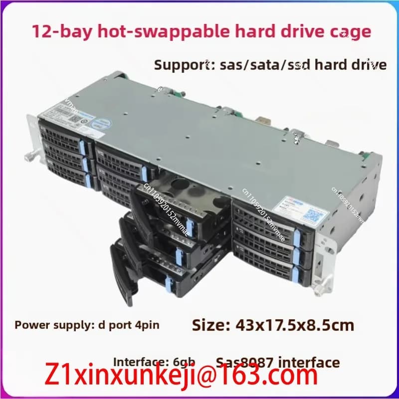 12-Disk 3.5-inch Hard Disk Cage Hot-swappable NAS Flying Bull 12Gb Extended Storage SAS/SATA