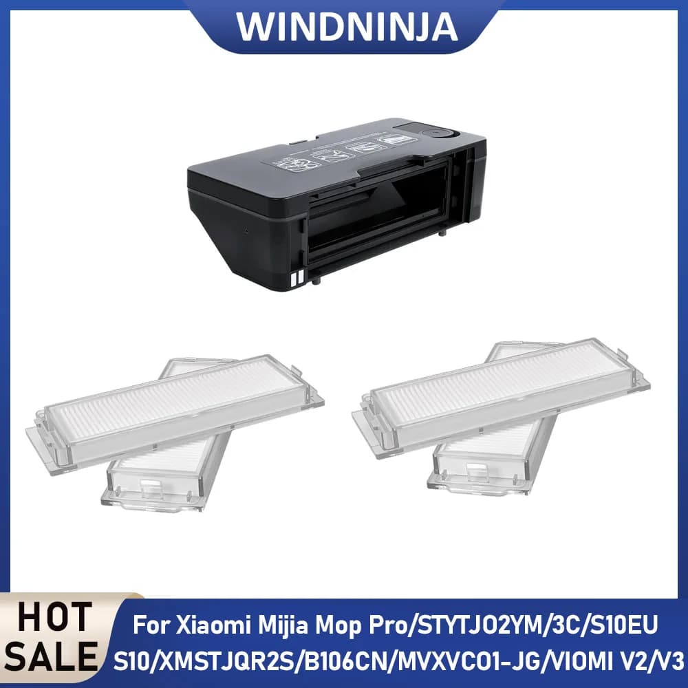 Filters 2 in 1 Water Tank Dust Bin Box Kit For Xiaomi Mijia Mop Pro/3C/STYJ02YM/B106CN/S10EU/S12 VIOMI V2/V2 Pro/V3 Robot Vacuum