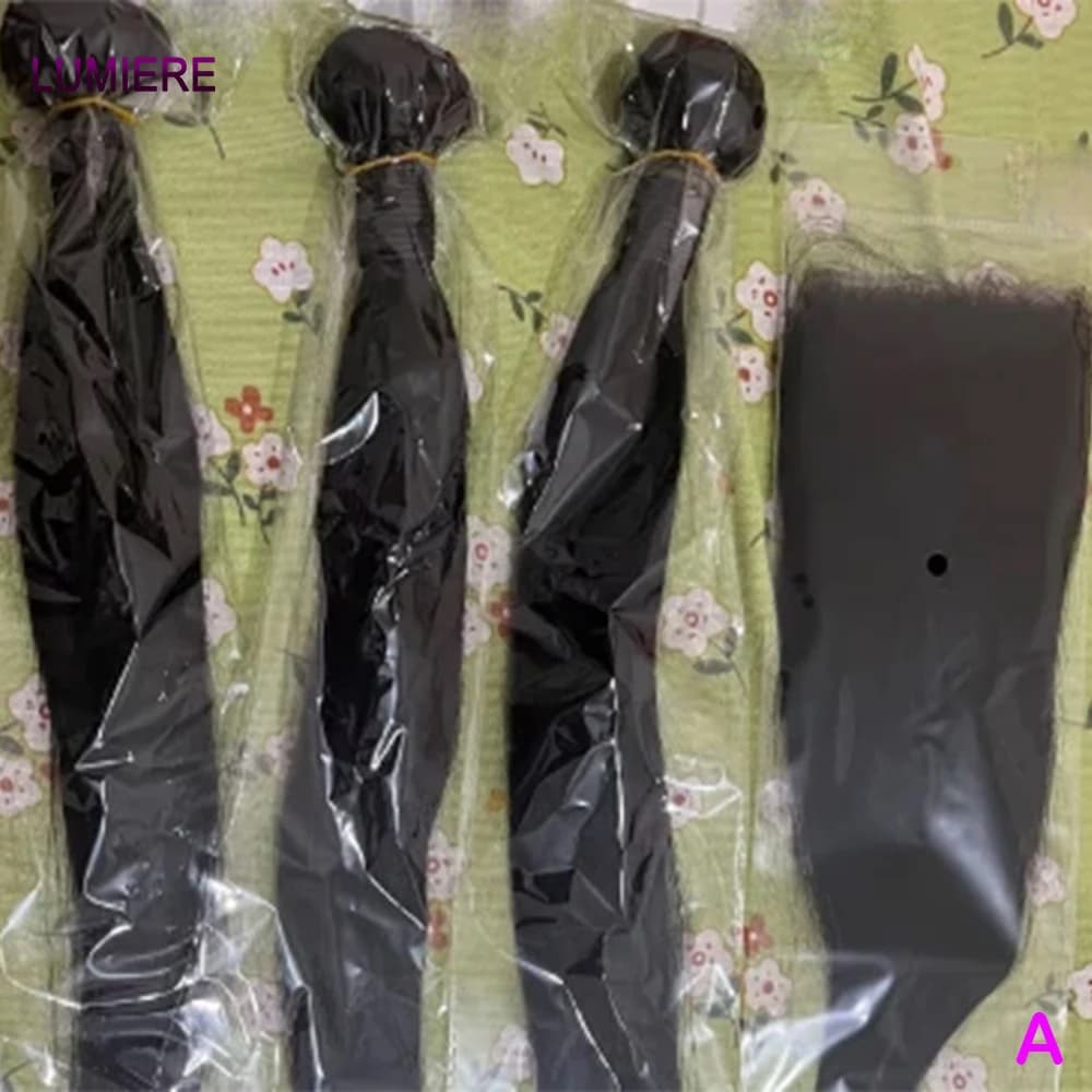 Fasci di capelli umani lisci con osso 18A con chiusura Fasci di tessuto per capelli ricci profondi trasparenti HD con estensione dei capelli con chiusura frontale