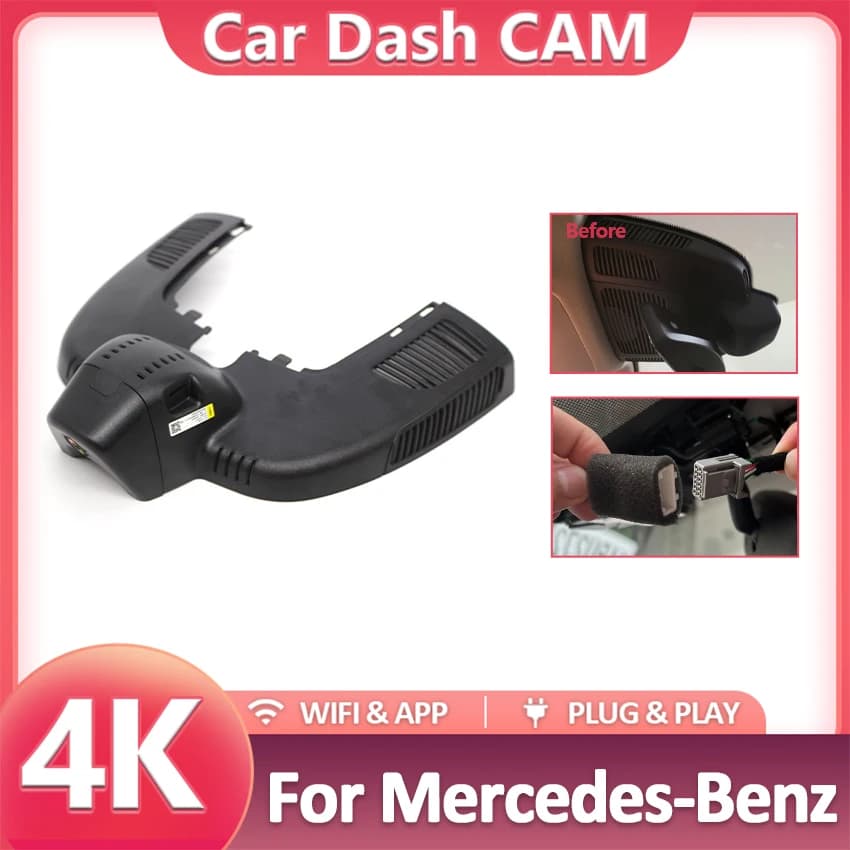 Dash Cam 4K For Mercedes-Benz GLS 450 400 For MB GLS400 GLS450 4MATIC 2019-2025, Car Camera DVR, OEM Fit, Plug & Play, Built-in WiFi
