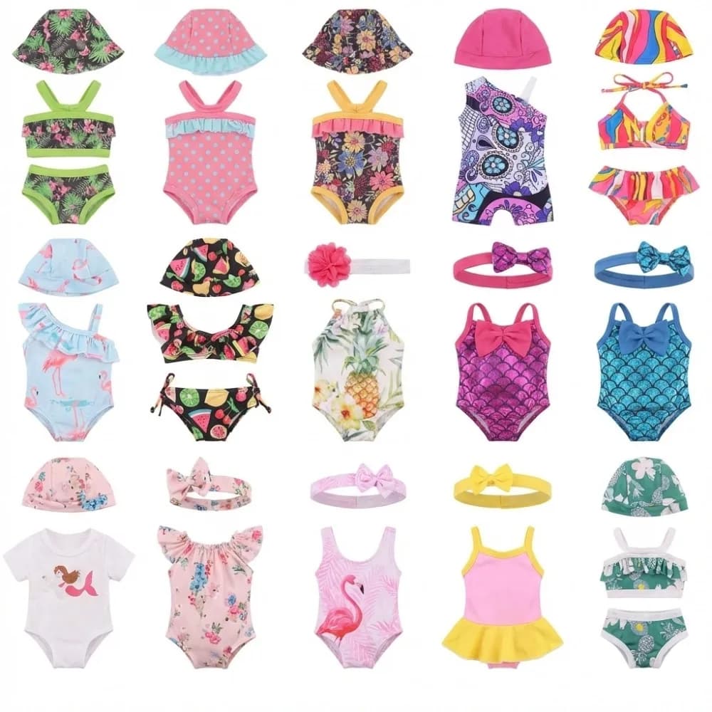 Costume da bagno per bambole multi-stile, grazioso outfit da spiaggia per bambole da 43 cm e accessori per bambole americane da 18 pollici, regali e giocattoli per ragazze Our Generation