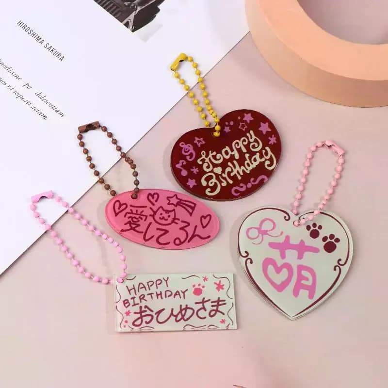 Nice Harajuku Style Acrylic Heart Shape Keychain, Keychain with Phone Chain, Bag Pendant, Keychain for Car, Couple Gifts