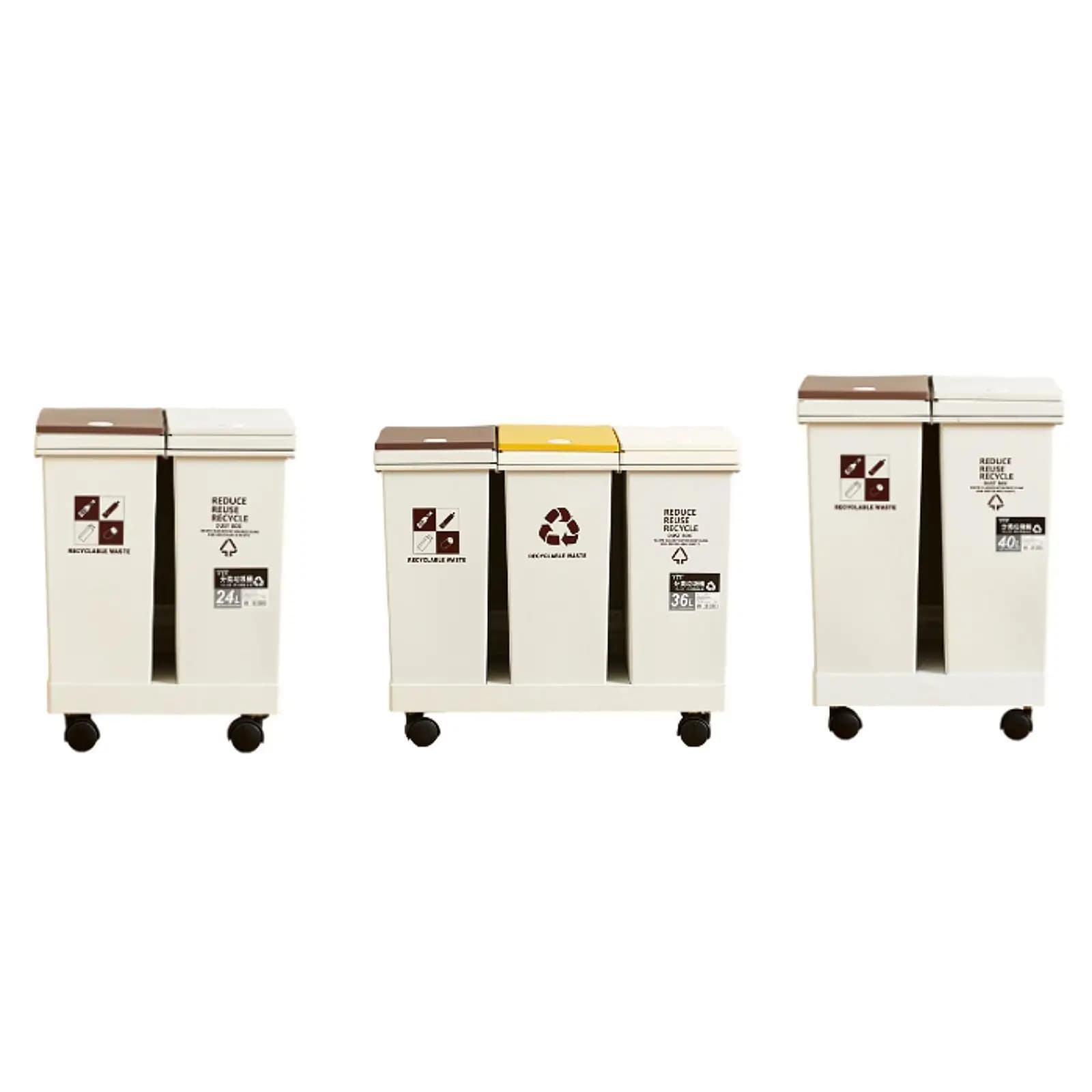Bidone della spazzatura da cucina con ruote Combo riciclaggio e bidone della spazzatura Bidone della spazzatura per studio Garage Toilette Ufficio Lavanderia