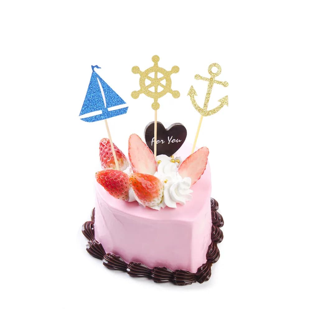48 Pezzi Decorazioni per Torte a Forma di Barca a Vela e Ancora, Riutilizzabili per Compleanni, Matrimoni, Feste a Tema Nautico, Decorazioni per Cupcake, Accessori per Feste
