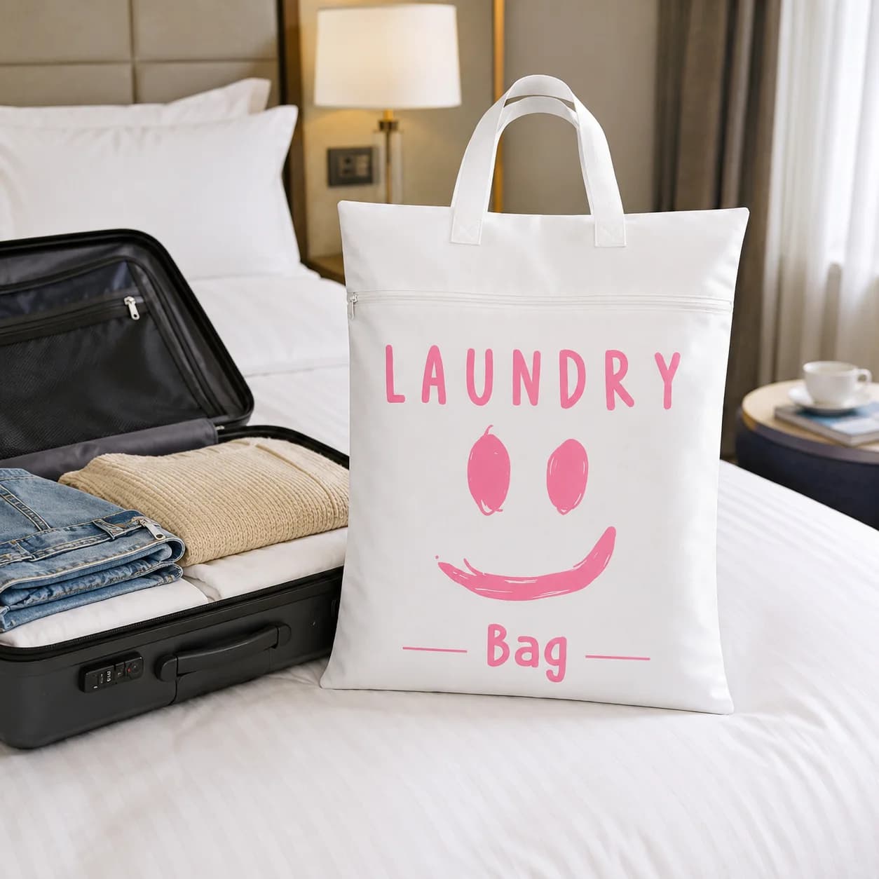 Large travel laundry bag with handle, dry and wet clothing storage bag, suitable for dirty clothes, swimsuits, towels and shoes,
