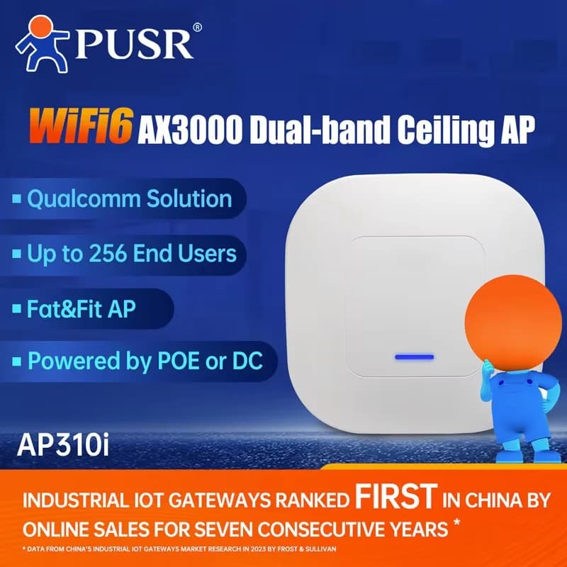 PUSR WiFi6 Ripetitore wifi dual band AP da soffitto Punto di accesso wireless AX3000 Supporto 802.3at PoE Fino a 256 utenti USR-AP310i