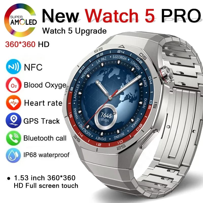 Smartwatch con Chiamata Bluetooth e Schermo AMOLED da 1,53 Pollici, GPS, Monitoraggio Movimento, Frequenza Cardiaca e Ossigeno nel Sangue - Nuovo Modello 2026 per Uomo