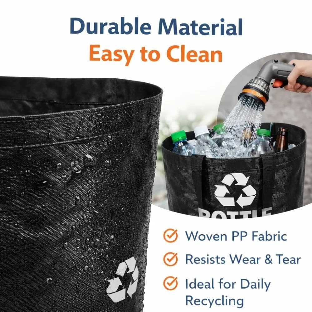 New 82L Empty Bottle Storage Basket with Handle Foldable Bottle Collection Container Large Capacity Recycling Bin Kitchen