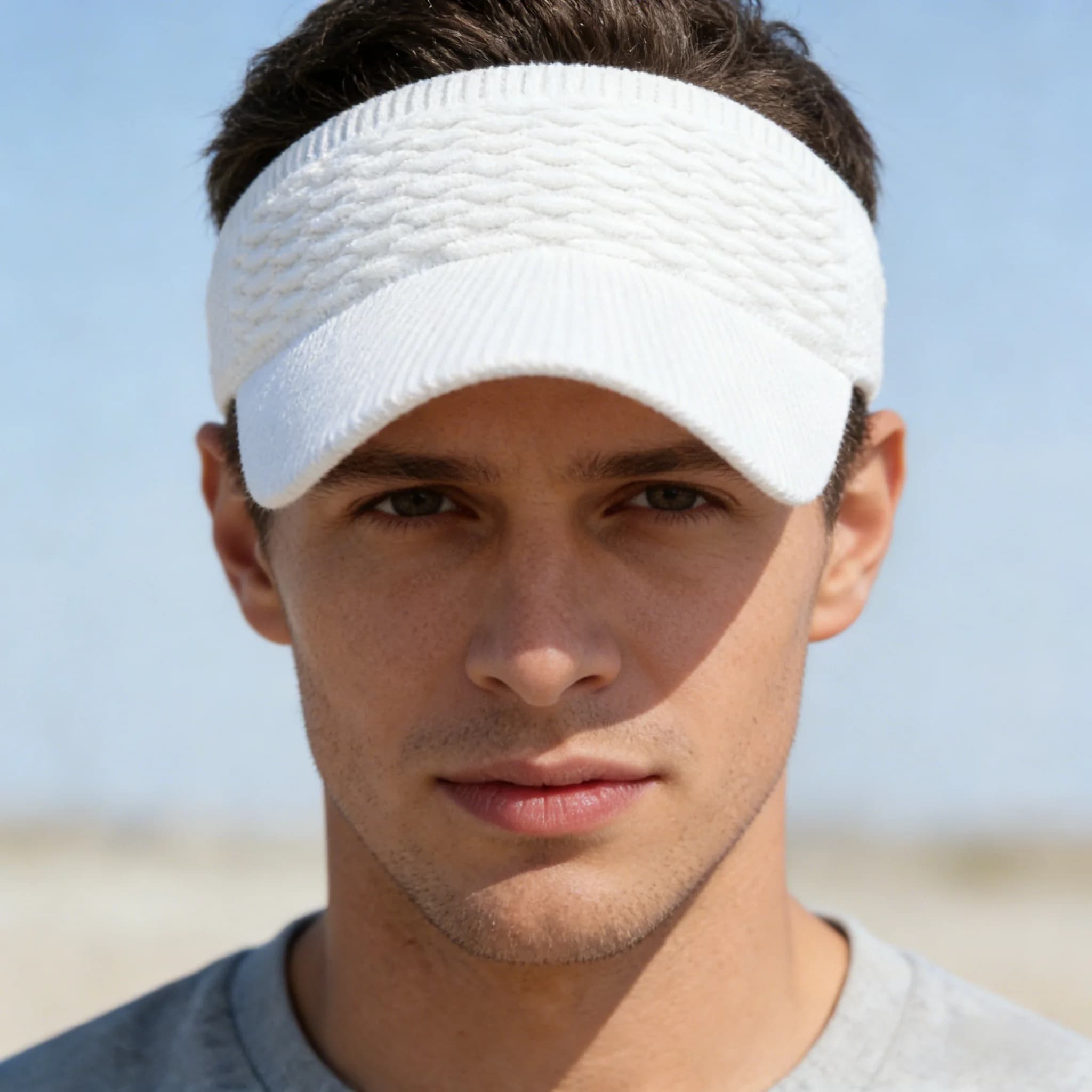 Cappello Parasole Sportivo con Visiera Larga, Design Pieghevole alla Moda, Tinta Unita, Tessuto Elastico per Esterni, Cappello da Sole Lavorato a Maglia con Parte Superiore Aperta