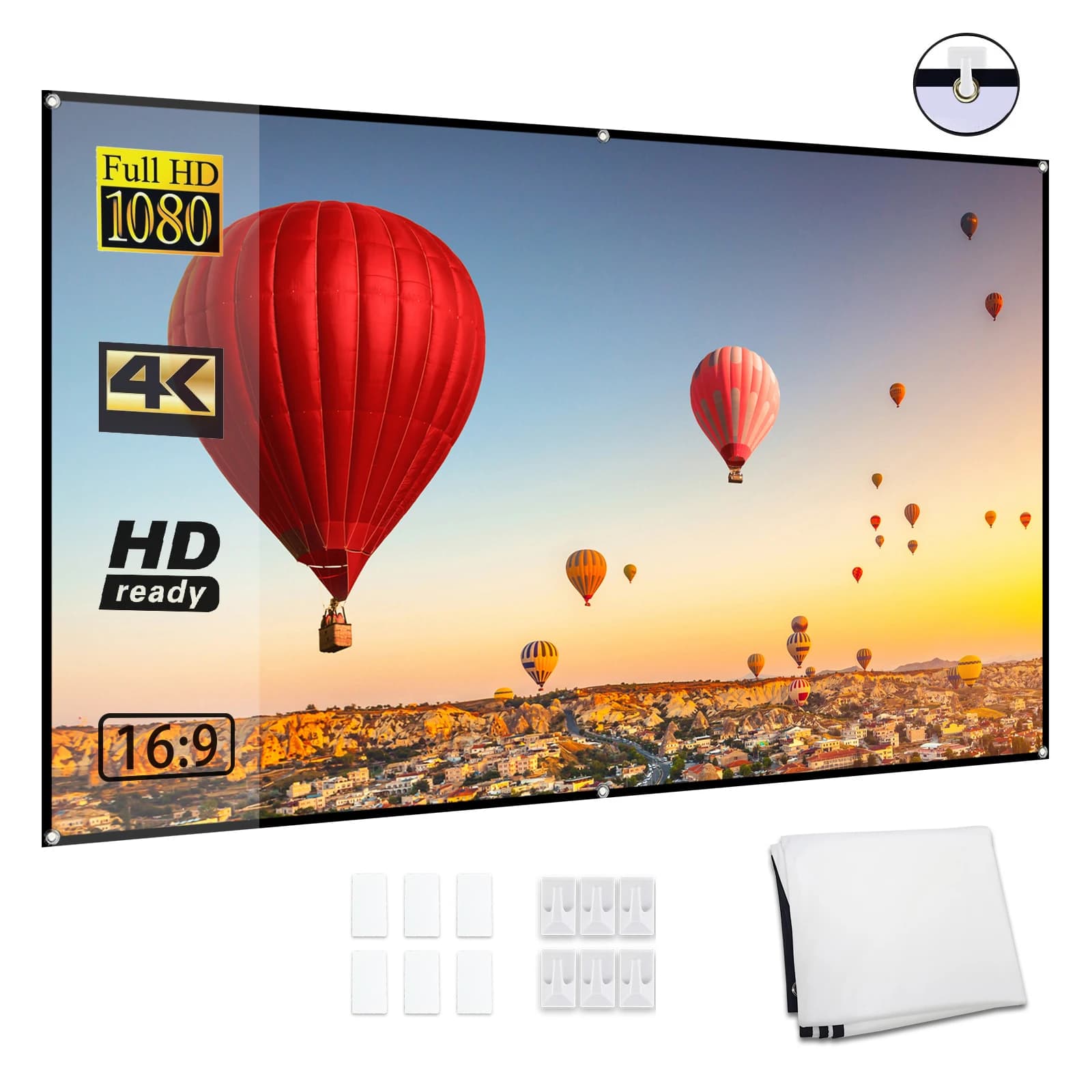 Schermo per proiettore HD portatile da 80 pollici schermo di proiezione 16:9 pieghevole durevole montato a parete per film all'aperto Home Theater Office