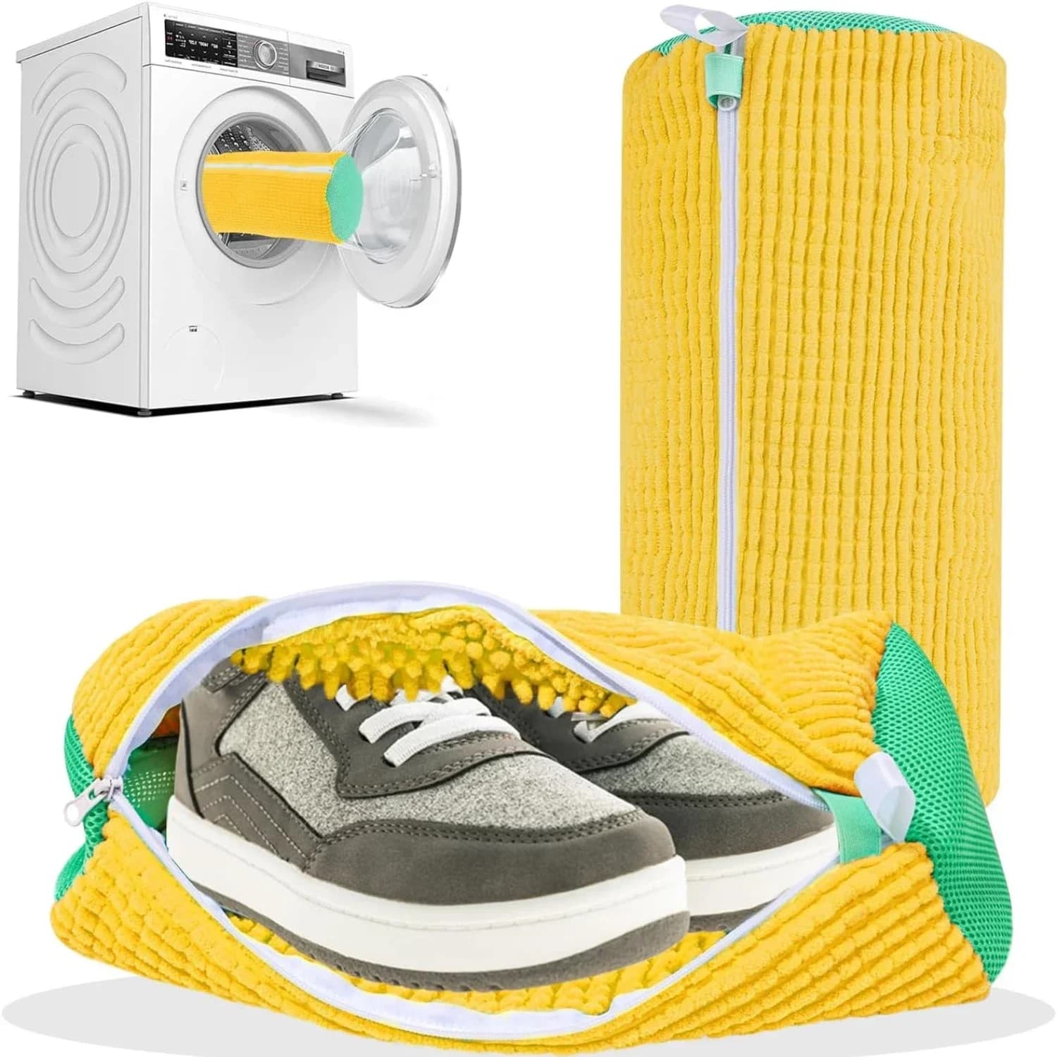 Reusable shoes bag for laundry, 2 pieces, for washing machine and dryer 360 ° Organizer for sneakers with bag for washing and wrapping cleaning