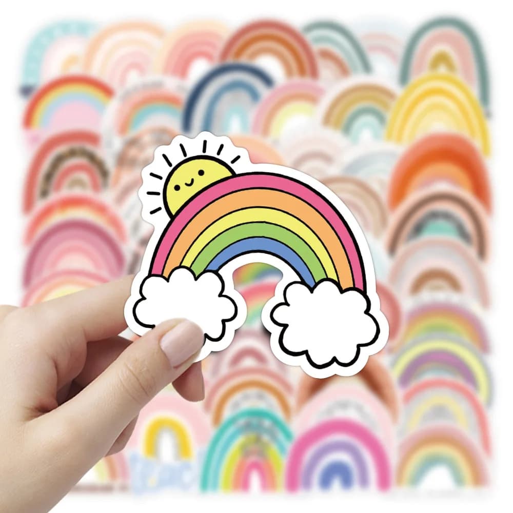 50 adesivi arcobaleno, adatti per camere da letto, decalcomanie, album, cancelleria, laptop, frigoriferi, valigie, telefoni cellulari