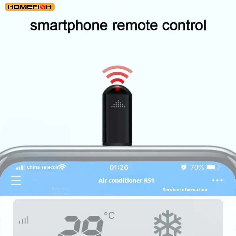 Trasmettitore a Infrarossi HOMEFISH Tipo C per Smartphone, Adattatore di Controllo Smart via App, Telecomando a Infrarossi Adatto per Televisori