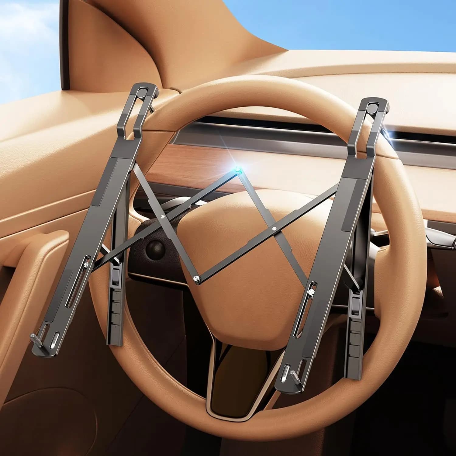 Supporto Regolabile per Laptop da Auto, Vassoio Pieghevole per Volante per Computer e Tablet, Accessori per Postazione di Lavoro