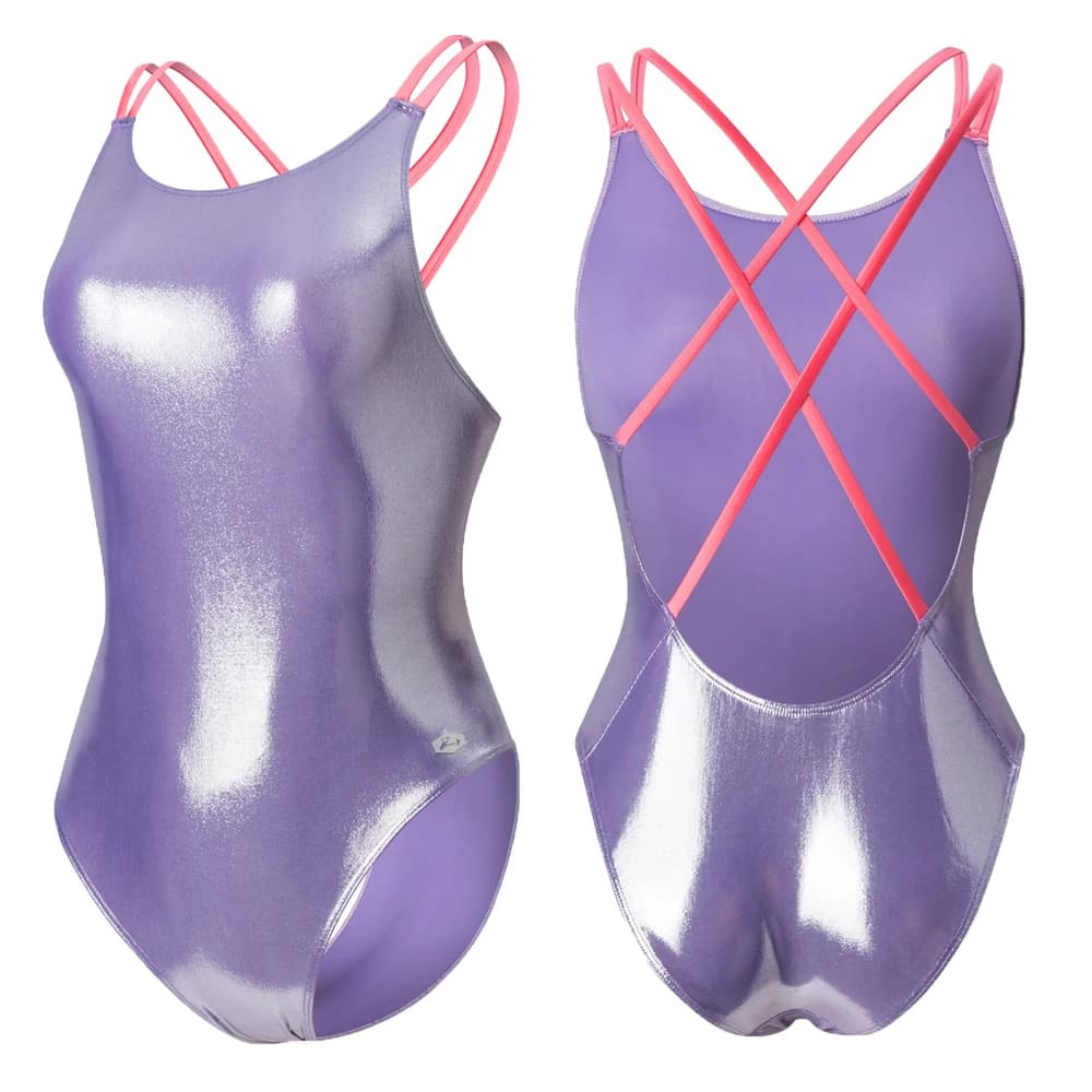 LEOHEX Collant da competizione senza schienale lucido da donna Costumi da bagno interi Costumi da bagno da spiaggia con taglio alto senza schienale Costumi da bagno da surf solidi