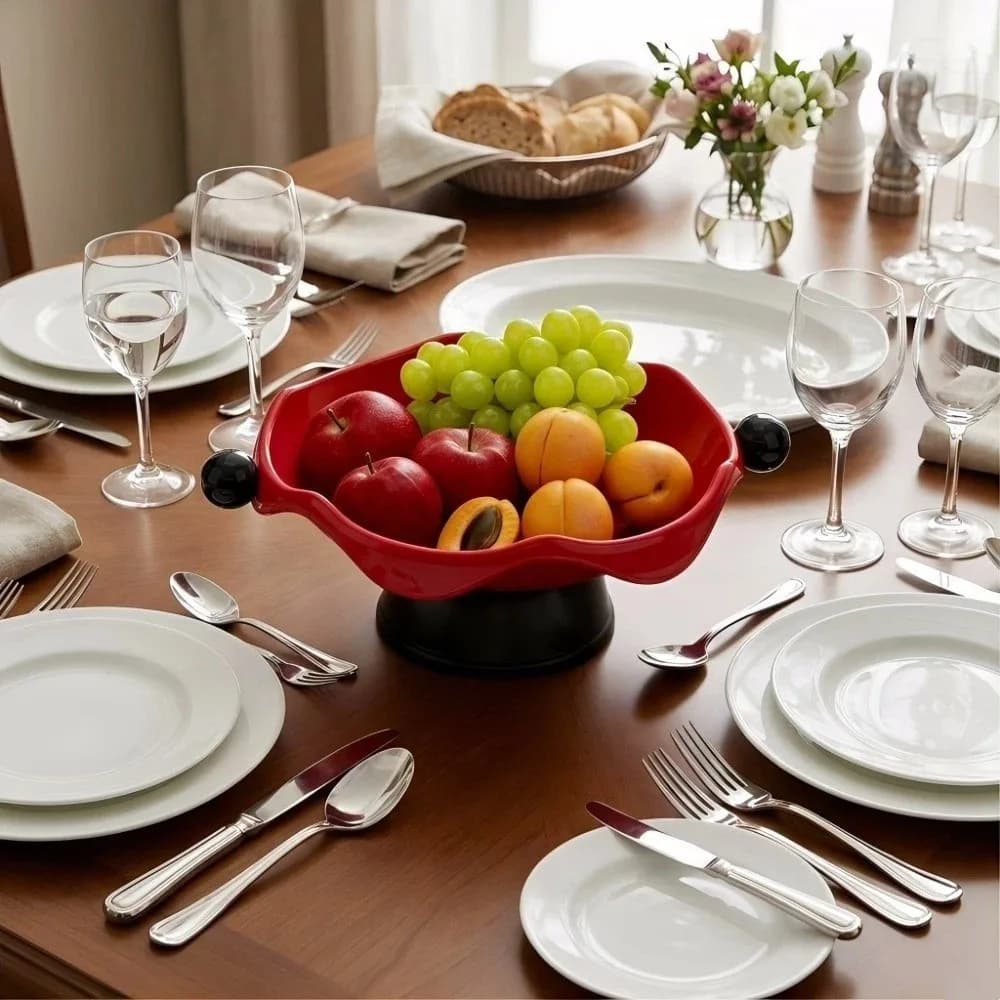Piatto per Frutta Secca, Vassoio per Snack alla Frutta, Organizzatore con Manico Sferico, Cesto Porta Caramelle, Piatto Espositivo in Plastica per Tavola