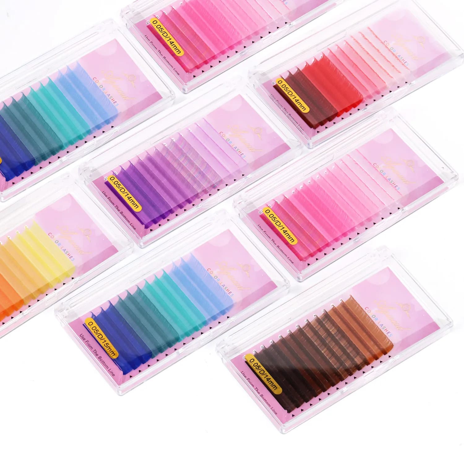 AGUUD Rosso Viola Blu Rosa Verde Giallo Marrone Serie Ciglia finte individuali Serie arcobaleno Estensioni ciglia volume russo
