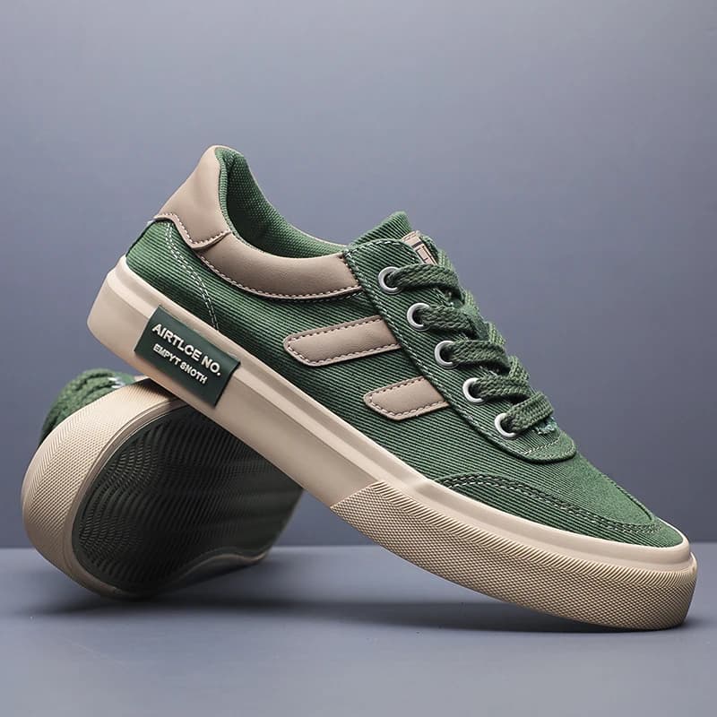Sneakers in tela da uomo 2026, alla moda, primavera autunno, casual, con plateau, stringate, antiscivolo, resistenti all'usura, scarpe sportive