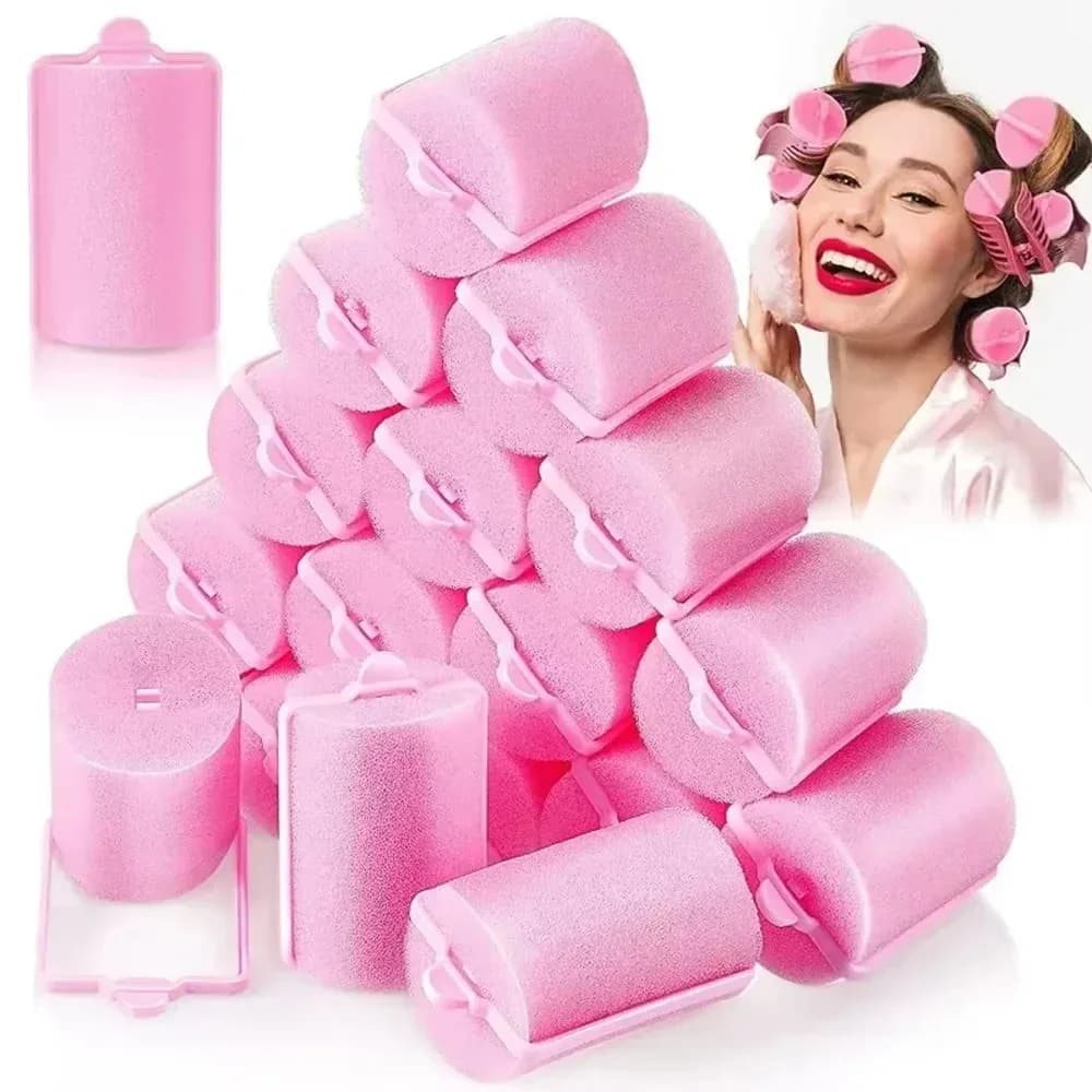 Soft Sponge Hair Rollers Set | No-Heat Foam Cushion Curlers for Overnight Styling | DIY Home Hair Styling Kit with Travel Case