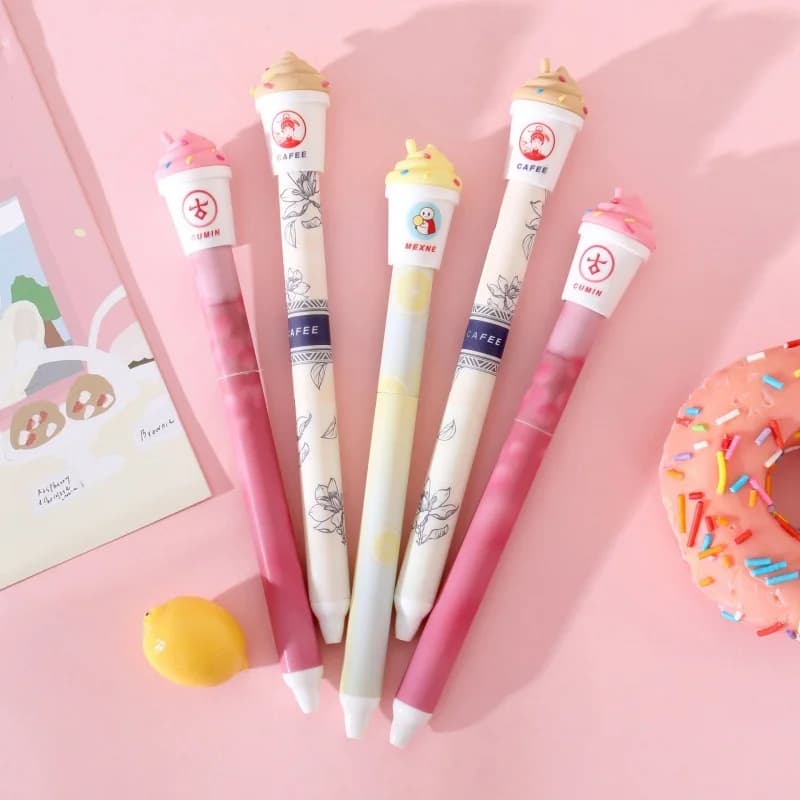 36pcs/lot Kawaii Milk Tea Gel Pen Cute 0.5mm Black Ink Neutral Pens For Writing Office School Supplies