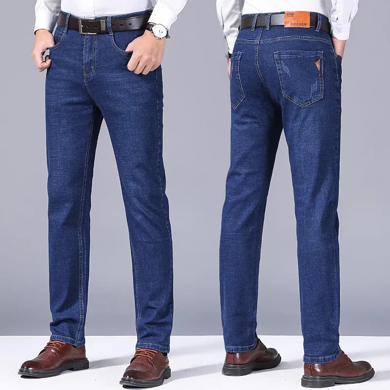 Pantaloni di jeans dritti morbidi da uomo 2025 Autunno Classico Business Nero Biker Jeans Tuta Masculino Pantalone Hombre Mannen Homme