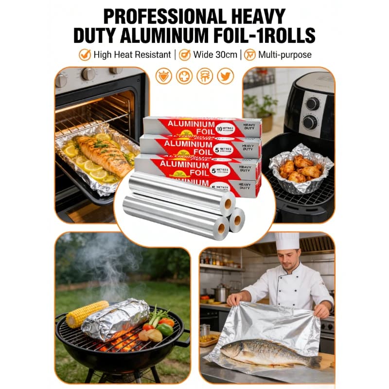 Aluminium Roll Resistant - Extra Thickness for Grill, Oven, Air and Cooking Fryer, Commercial Non-stick Sheet for BBQ
