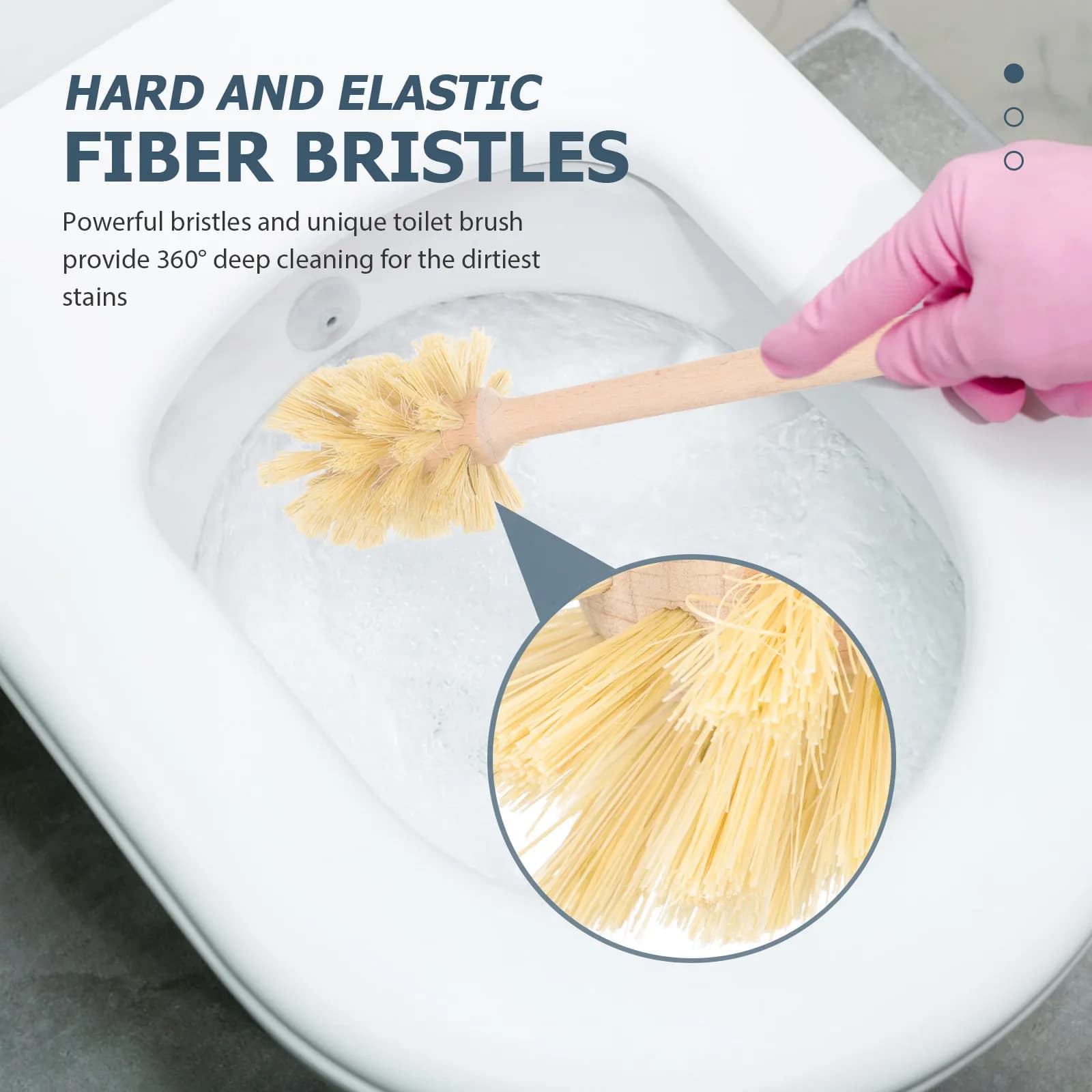 Spazzola per WC in Legno, Strumento per la Pulizia del Bagno, Setole Potenti per Pulizia Profonda, Design Compatto, Adatta per Casa, Hotel, Ufficio
